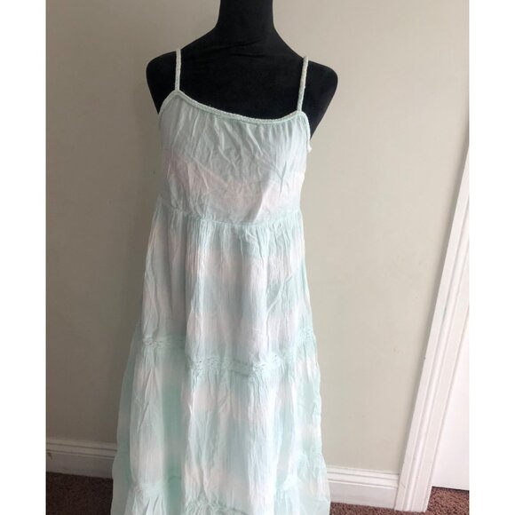 Aerie Light Blue Sleeveless Maxi Dress‎ Adjustable Straps & Tiered Skirt Large - Picture 4 of 13
